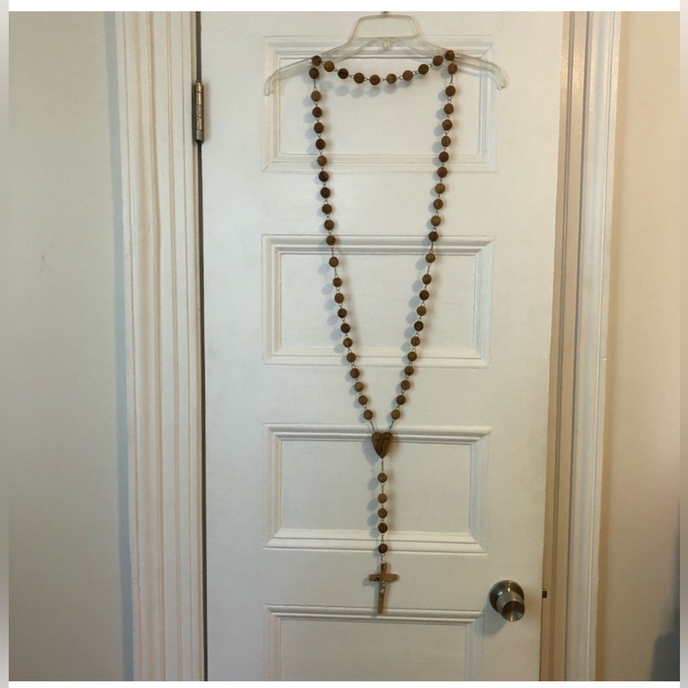 Hand-made Olive wood Rosary With Latin Cross stamped with "Jerusalem"